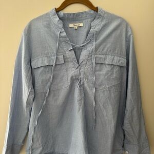 Madewell Light Blue Lace-Up Blouse